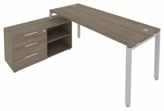 Рабочая станция с опорной тумбой левая