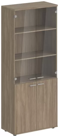 Шкаф высокий 4-дверный со стеклом с задней стенкой ЛДСП